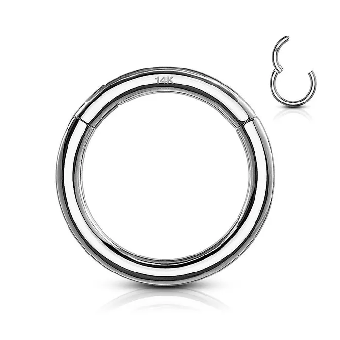 Tulsa Body Jewelry Rings 14g White 14k Gold Hinged Segment Ring