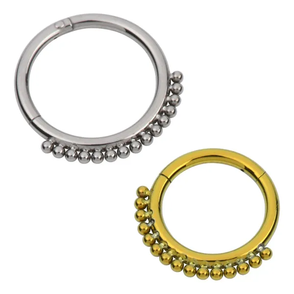 Tulsa Body Jewelry Rings Beaded Titanium Hinged Ring
