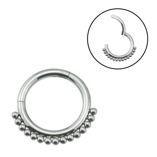 Tulsa Body Jewelry Rings Beaded Titanium Hinged Ring Tulsa Body Jewelry Rings Beaded Titanium Hinged Ring
