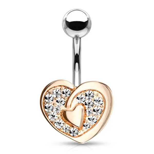 Tulsa Body Jewelry Rings Paved Heart Belly Ring