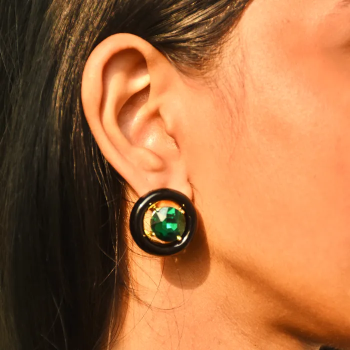 Upakarna Earrings Emerald Noir Circlet Earrings