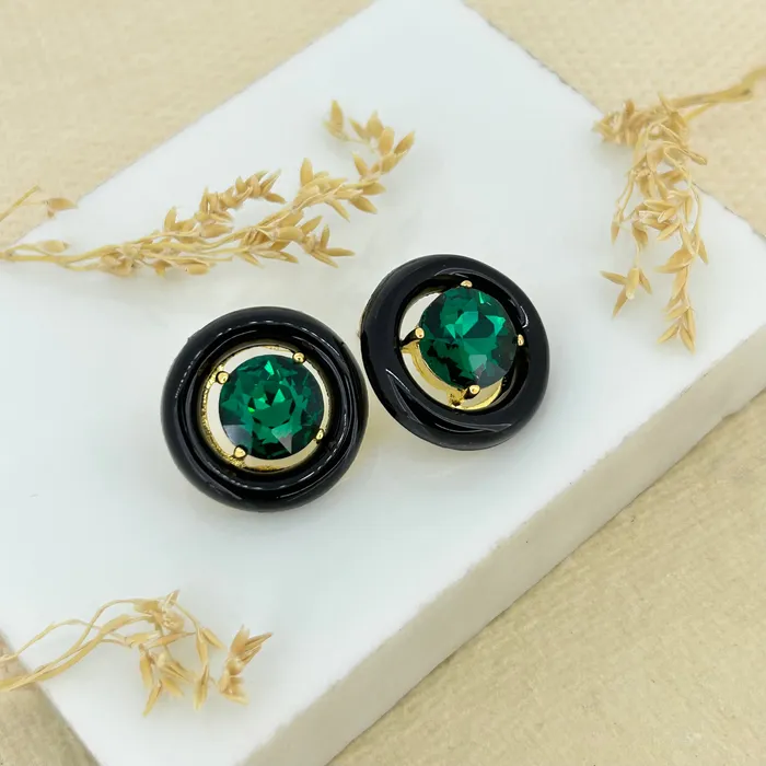 Upakarna Earrings Emerald Noir Circlet Earrings