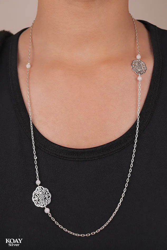 White Stones Necklace KOAY Silver Store Necklaces