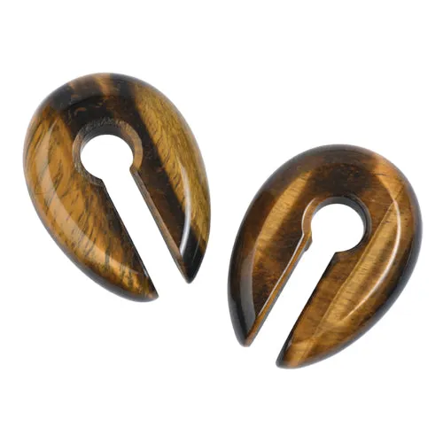 Yellow Tiger Eye Keyhole Ear Weights Tulsa Body Jewelry Earrings