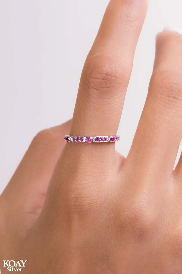 Zircon 042Pink Ring KOAY Silver Store Rings Zircon 042Pink Ring KOAY Silver Store Rings