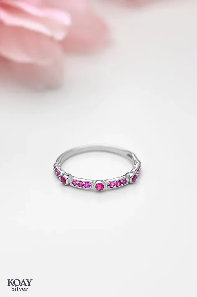 Zircon 042Pink Ring KOAY Silver Store Rings Zircon 042Pink Ring KOAY Silver Store Rings