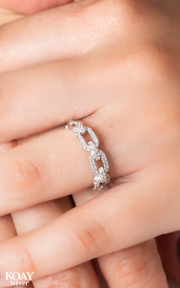 Zircon Oval Ring KOAY Silver Store Rings