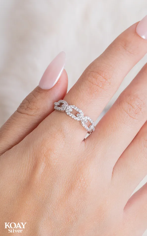 Zircon Oval Ring KOAY Silver Store Rings Zircon Oval Ring KOAY Silver Store Rings