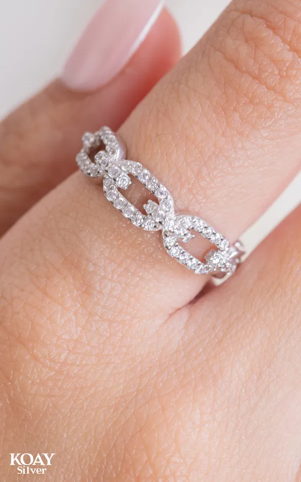Zircon Oval Ring KOAY Silver Store Rings Zircon Oval Ring KOAY Silver Store Rings